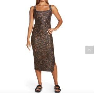 Beyond Yoga Softmark Icon Cheetah Print Midi Dress In Chai Tortoise Small
